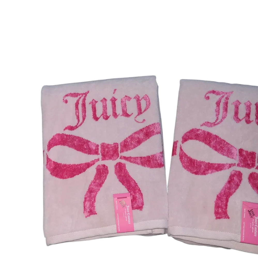 Juicy Couture Pink Towel Set with Bow Design
